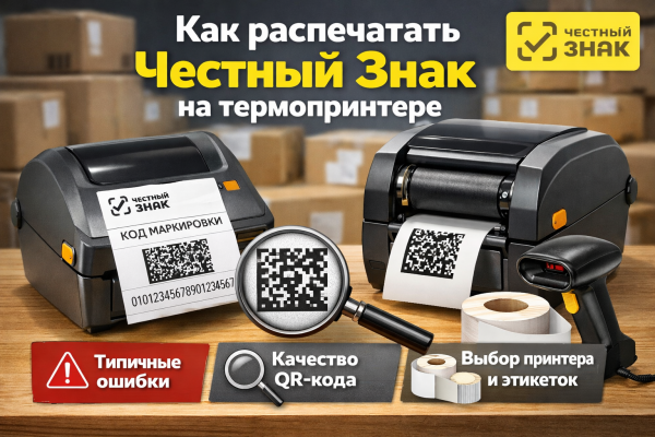 Как распечатать честный знак на термопринтере